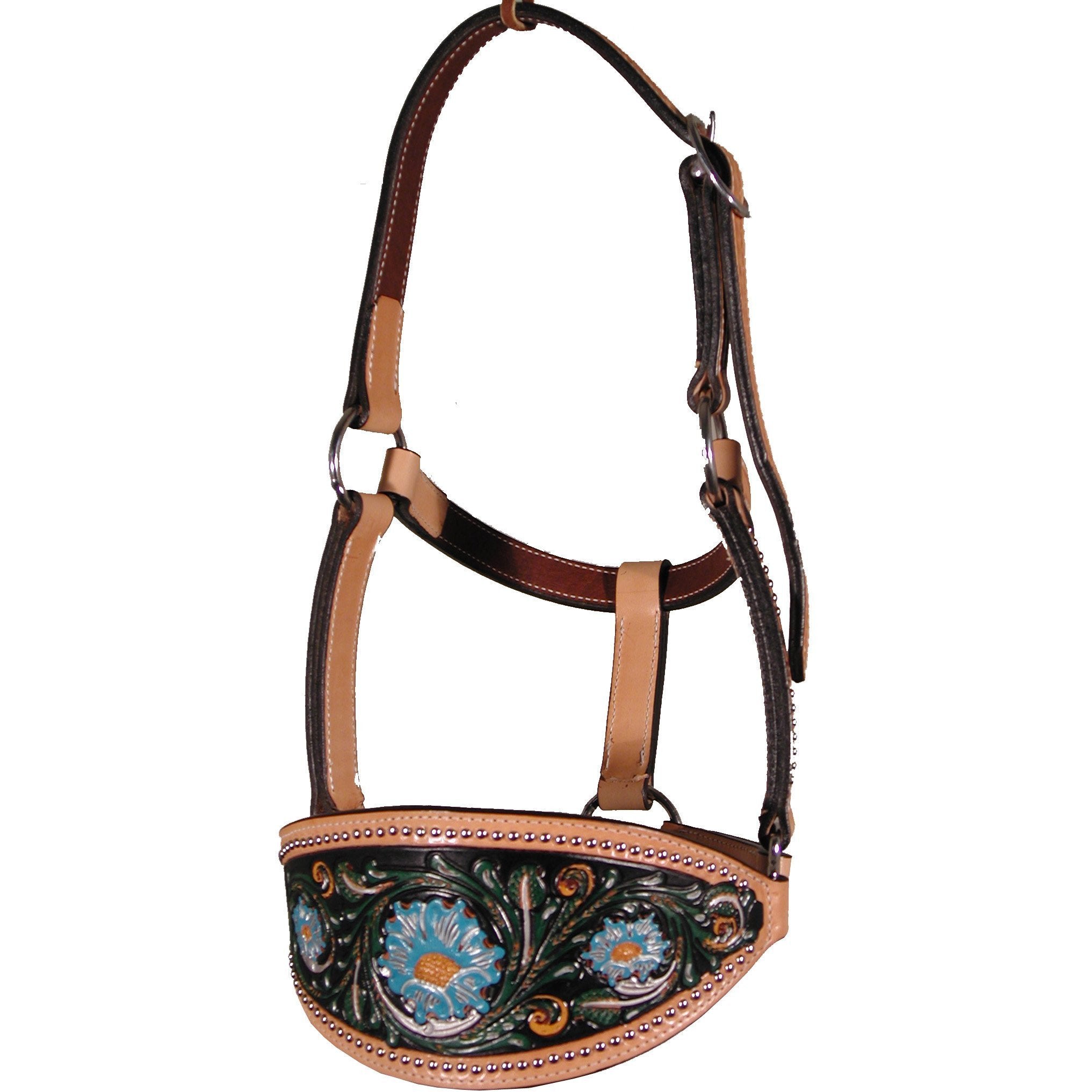 HBH09 - Skirting Leather Painted Tooled Bronc Halter