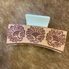 HC23 - Sunflower Tooled Hair Clip - Double J Saddlery