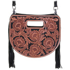 HCC11 - Sunflower Tooled Half Circle Clutch - Double J Saddlery