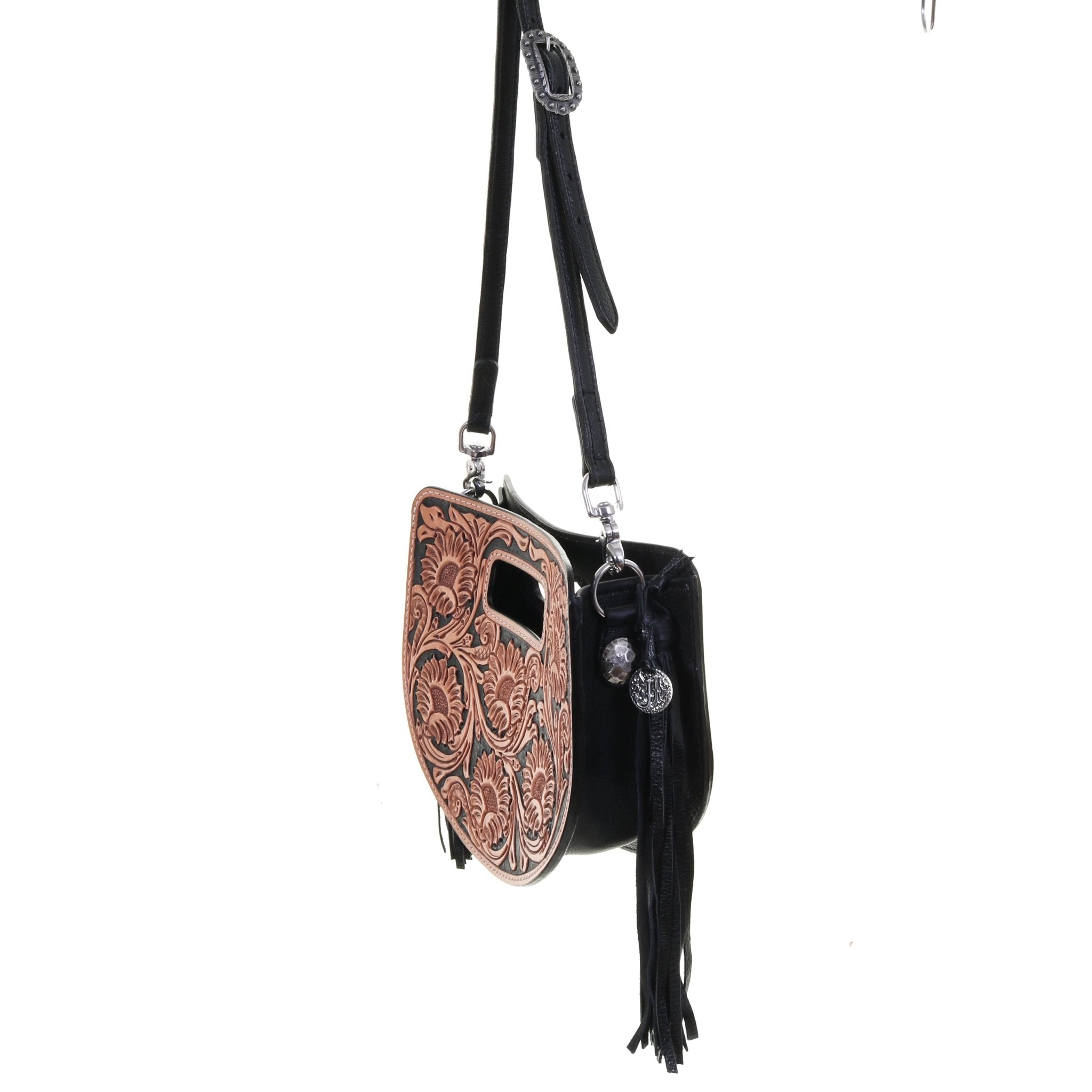 HCC11 - Sunflower Tooled Half Circle Clutch - Double J Saddlery