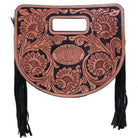 HCC11 - Sunflower Tooled Half Circle Clutch - Double J Saddlery