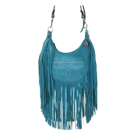 HMH22 - Turquoise Suede Hobo Bag - Double J Saddlery