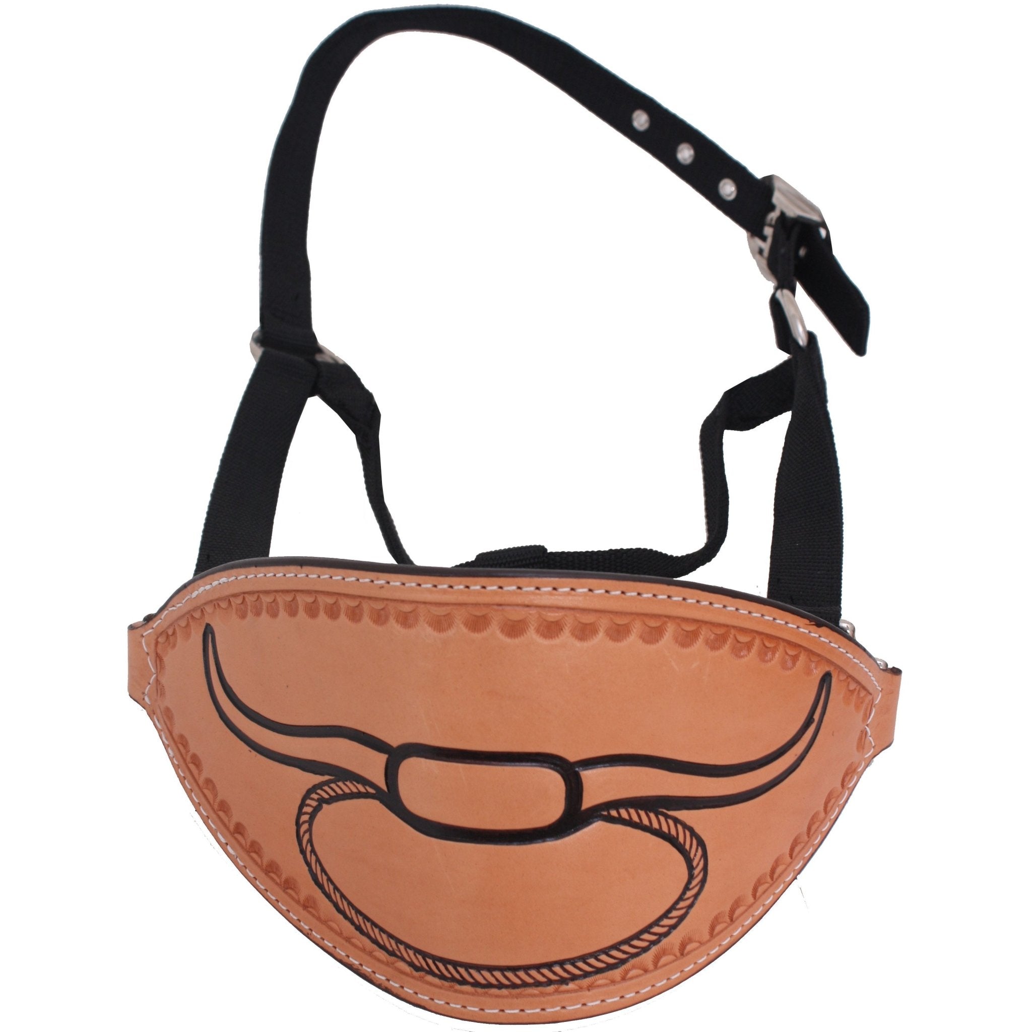 HNH19 - Natural Leather Bronc Nylon Halter - Double J Saddlery