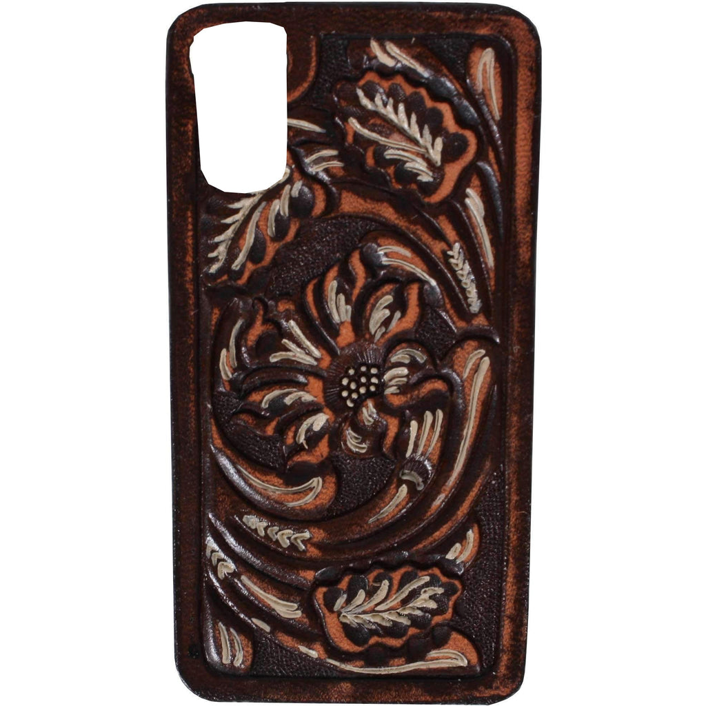 HPC29 - Brown Vintage Floral Tooled iPhone Case - Double J Saddlery