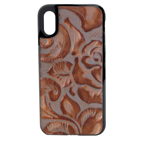 HPC78 - Eagle Grey/Copper Floral iPhone Case - Double J Saddlery