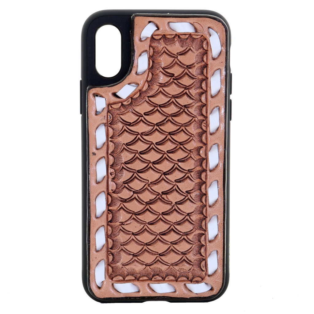 HPC83 - Natural Leather Tooled iPhone Case - Double J Saddlery