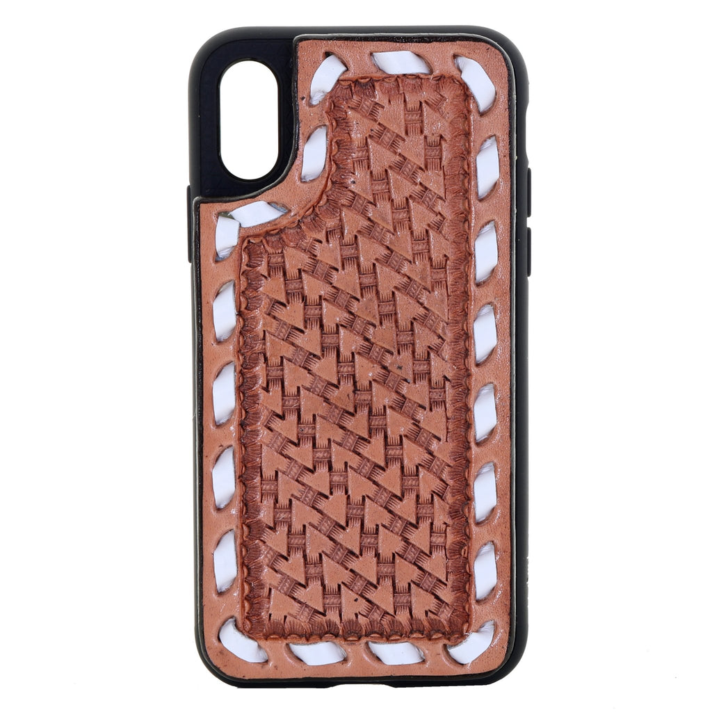 HPC84 - Natural Leather Tooled iPhone Case - Double J Saddlery