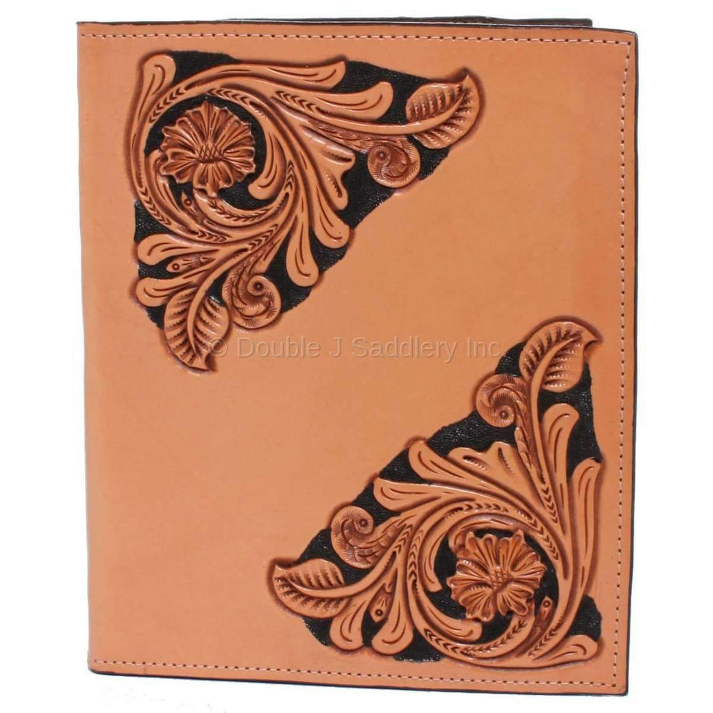 IC13 - Natural Leather Floral Tooled iPad Cover - Double J Saddlery