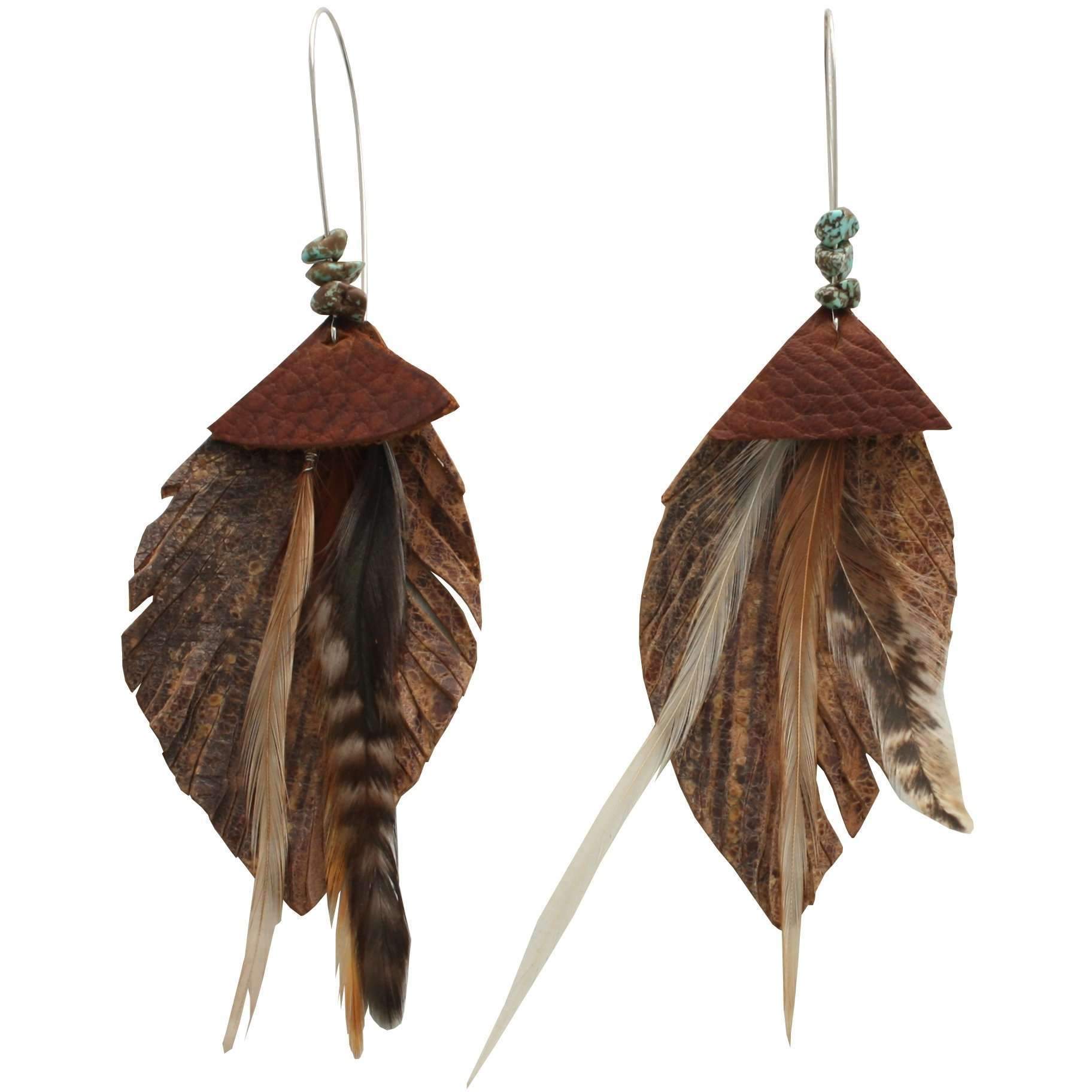 Leopard Print Feathers - Layered Leather Feather Earrings – sarita star  designs