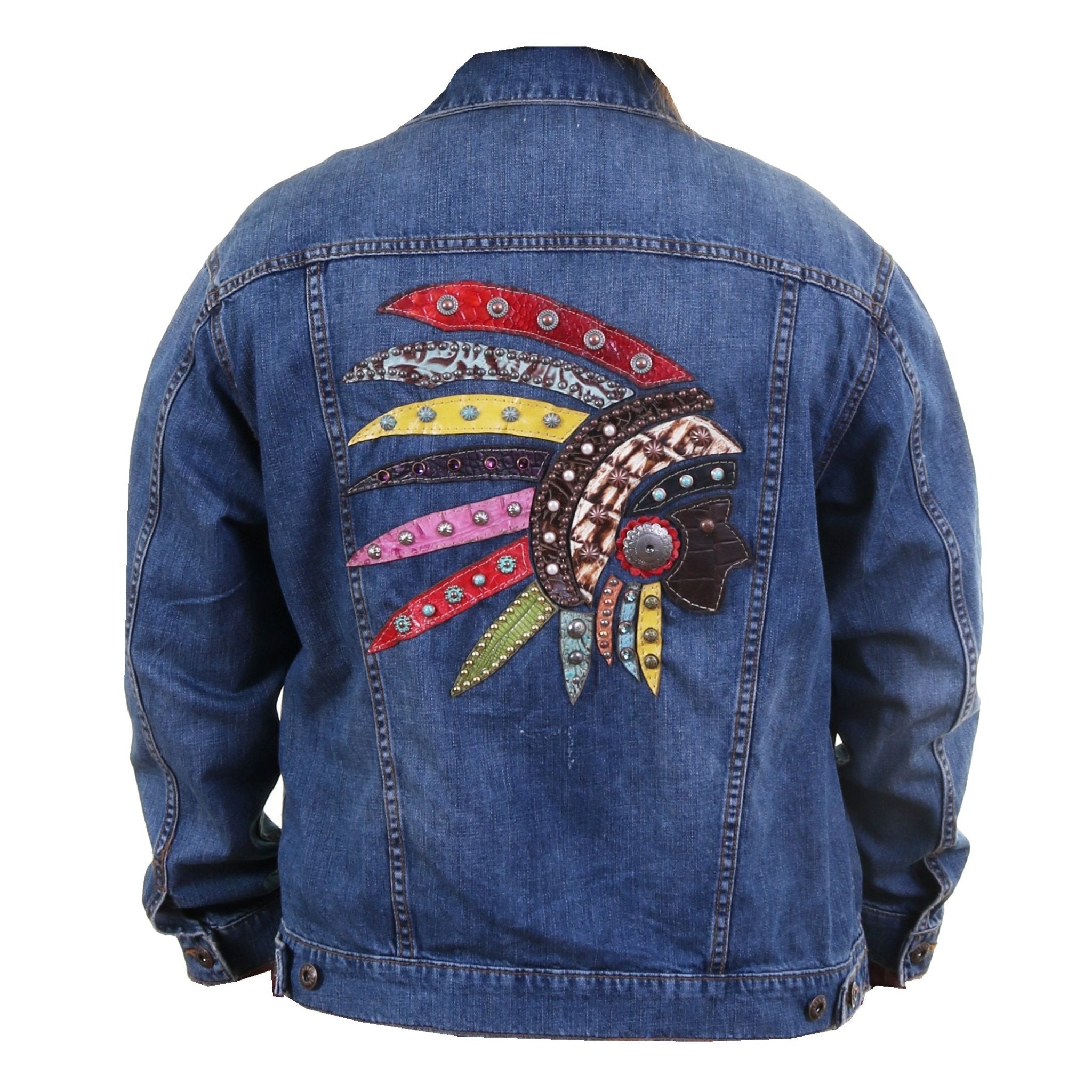 JACKET11C - Denim Jacket with Indian Chief - Double J Saddlery