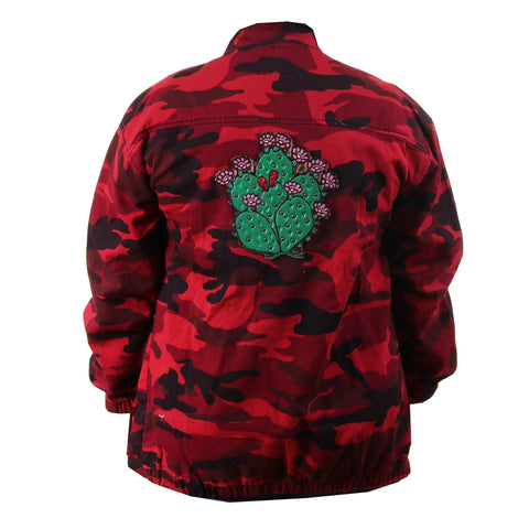JACKET16 - Red Camo Jacket with Prickly Pear Plaques - Double J Saddlery