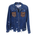 JACKET19 - Denim Jacket with Leopard Suede - Double J Saddlery