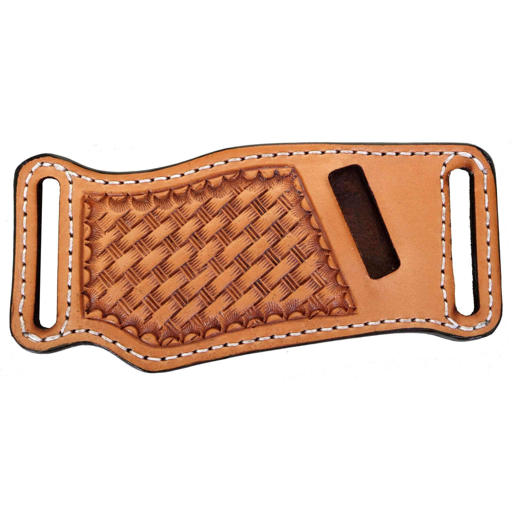 KS35 - Natural Leather Tooled Knife Scabbard - Double J Saddlery