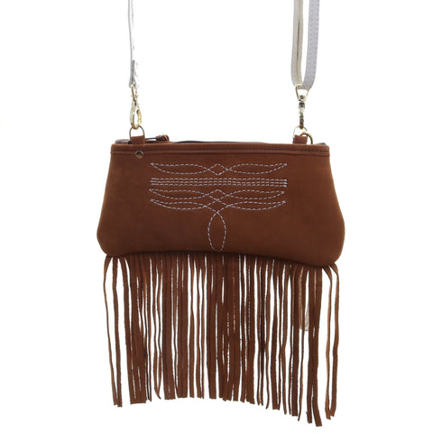 LC104F - Toast Suede Little Clutch w/ Fringe - Double J Saddlery