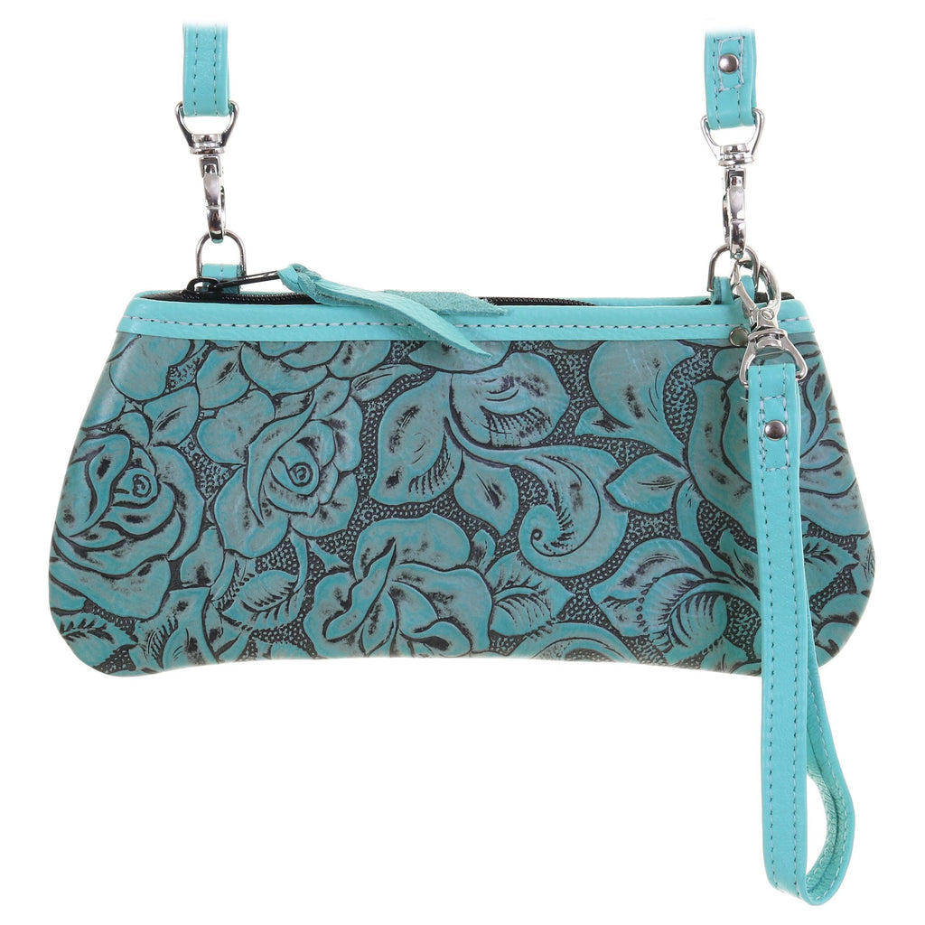 LC46A - Turquoise Antique Floral Little Clutch - Double J Saddlery