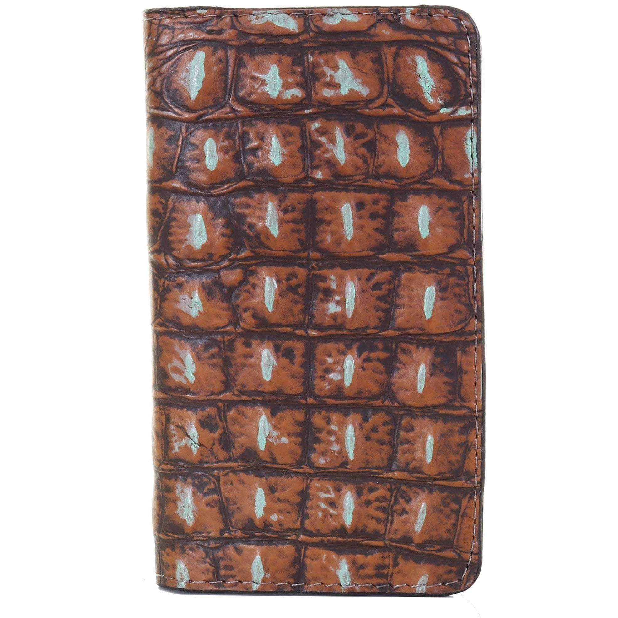 LCPW02 - Rustic Patina Croco Print Cell Phone Wallet - Double J Saddlery