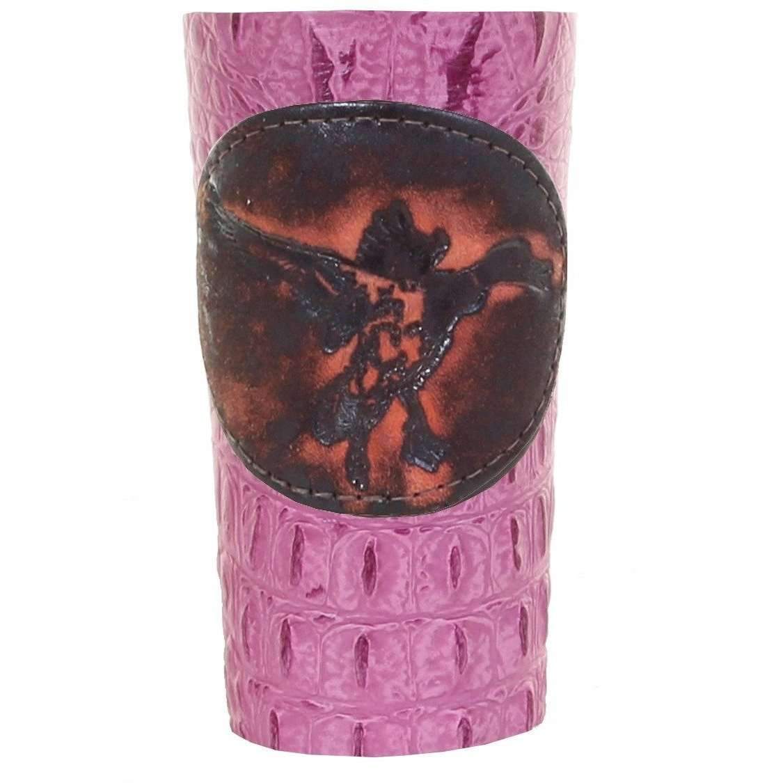 LEATHERWRAP01 - Pink Gator Print Leather Wrap - *EXCLUSIVE PLAQUE OPTIONS - Double J Saddlery