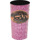 LEATHERWRAP01 - Pink Gator Print Leather Wrap - *EXCLUSIVE PLAQUE OPTIONS - Double J Saddlery