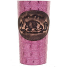 LEATHERWRAP01 - Pink Gator Print Leather Wrap - *EXCLUSIVE PLAQUE OPTIONS - Double J Saddlery