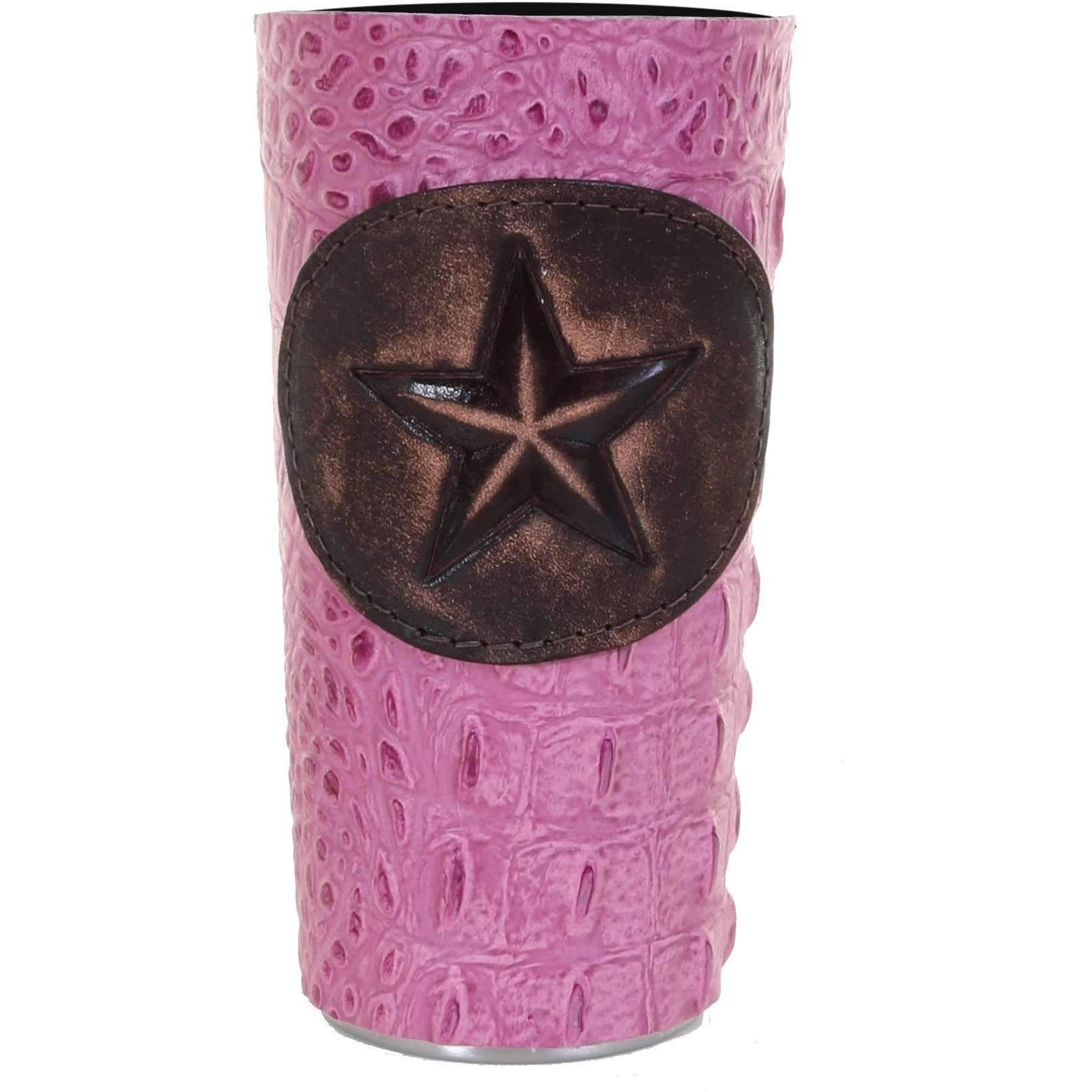 LEATHERWRAP01 - Pink Gator Print Leather Wrap - *EXCLUSIVE PLAQUE OPTIONS - Double J Saddlery