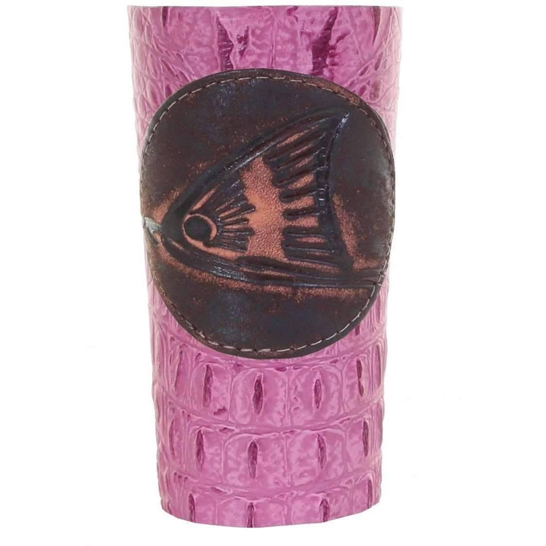 LEATHERWRAP01 - Pink Gator Print Leather Wrap - *EXCLUSIVE PLAQUE OPTIONS - Double J Saddlery