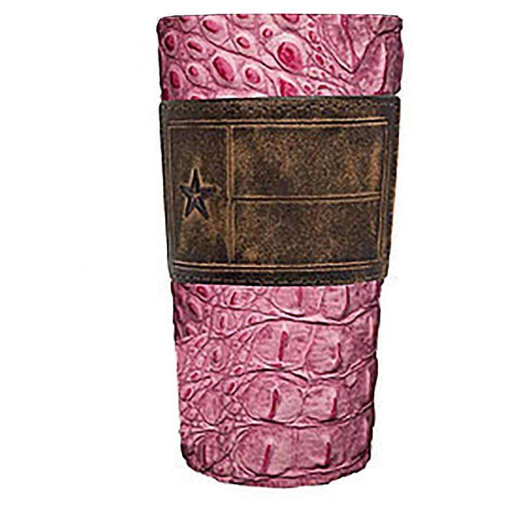 LEATHERWRAP01 - Pink Gator Print Leather Wrap - *EXCLUSIVE PLAQUE OPTIONS - Double J Saddlery