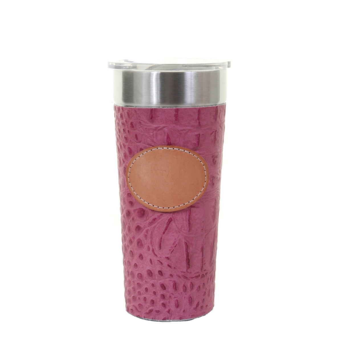 LEATHERWRAP01C - Pink Gator Print Leather Wrap and Name Plaque - Double ...