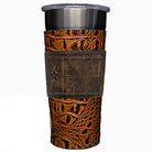 LEATHERWRAP03 - Butternut Cognac Gator Print Leather Wrap - *EXCLUSIVE PLAQUE OPTIONS - Double J Saddlery