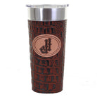 LEATHERWRAP03 - Butternut Cognac Gator Print Leather Wrap - *EXCLUSIVE PLAQUE OPTIONS - Double J Saddlery