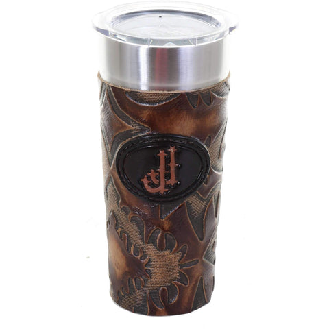 LEATHERWRAP30A - Laredo Burnt Brown Leather Wrap and JJ Plaque - Double J Saddlery