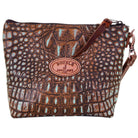LMP10 - Rustic Patina Croco Print Large Makeup Pouch - Double J Saddlery
