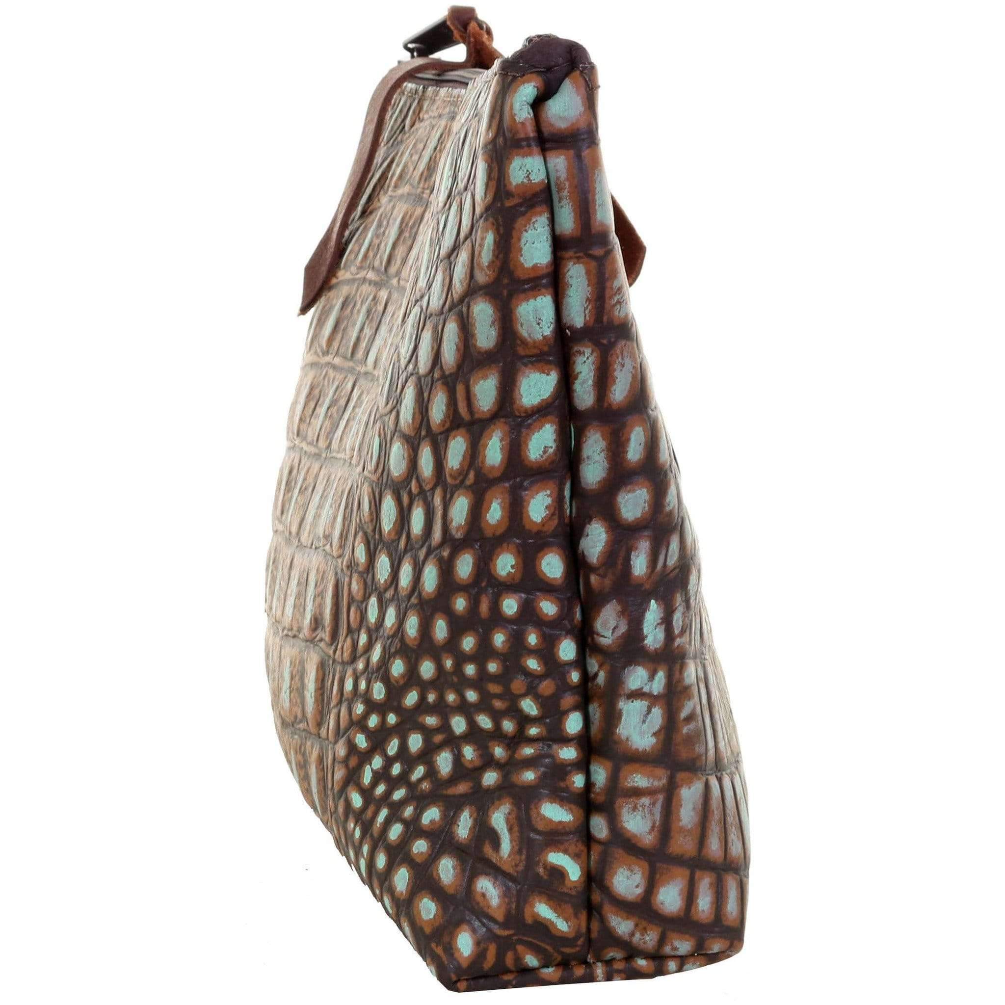 LMP10 - Rustic Patina Croco Print Large Makeup Pouch - Double J Saddlery