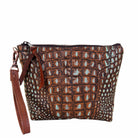 LMP10 - Rustic Patina Croco Print Large Makeup Pouch - Double J Saddlery