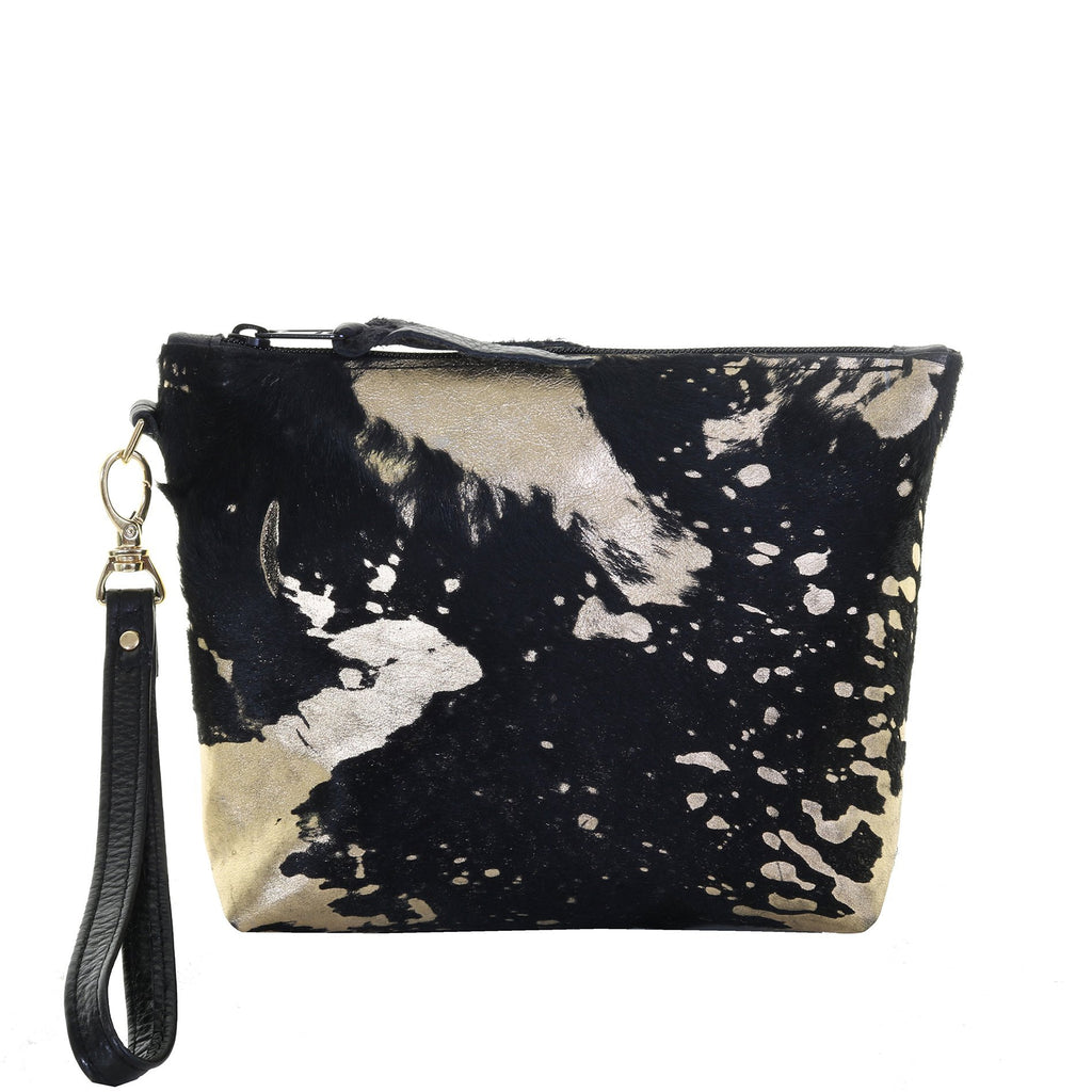 LMP15 - Acid Wash Black and Gold Hair Large Makeup Pouch - Double J Saddlery