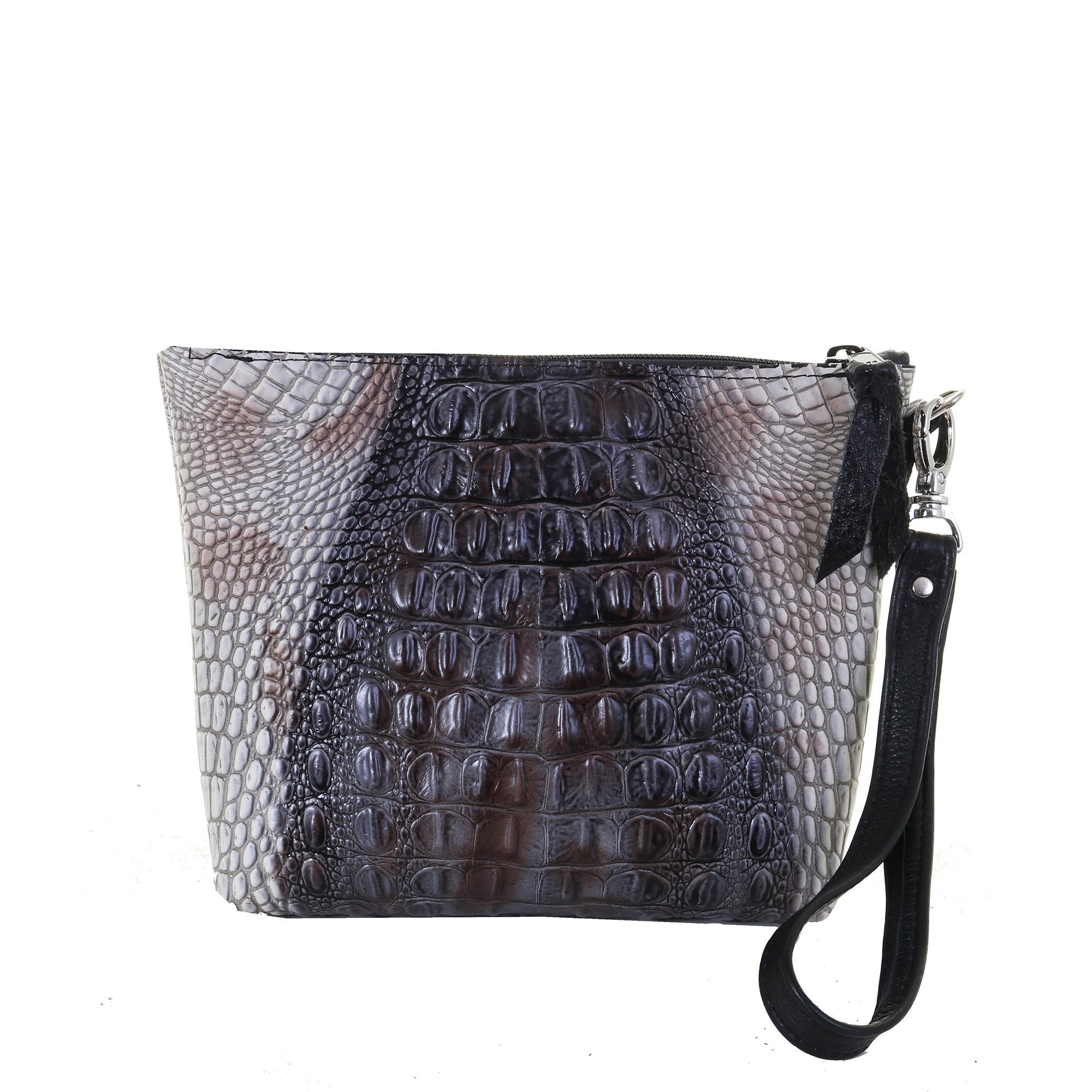 LMP22 - Zebra Crocodile Print Large Makeup Pouch - Double J Saddlery