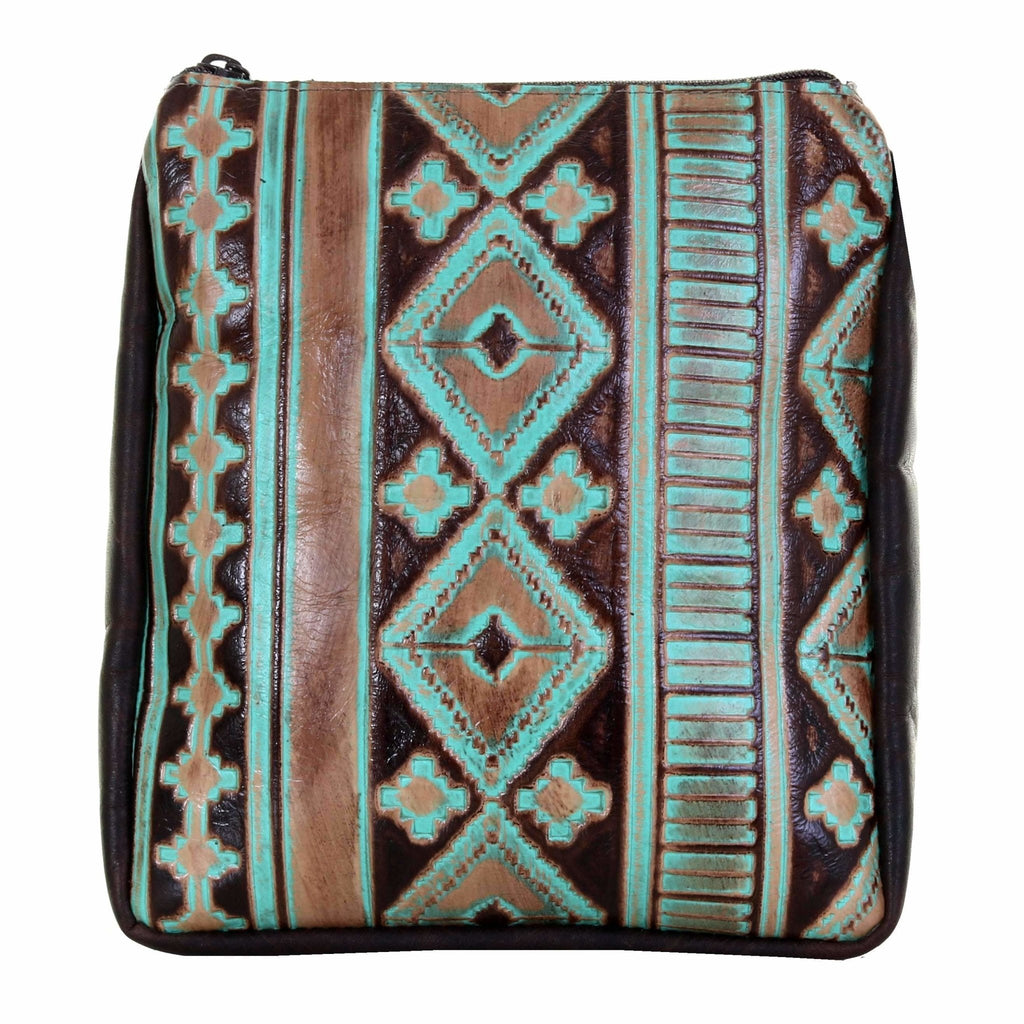 LMPG03 - Navajo Turquoise and Brown Large Makeup Pouch - Double J Saddlery