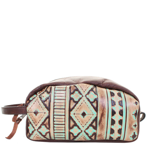 LSK34 - Navajo Turquoise and Brown Shaving Bag - Double J Saddlery