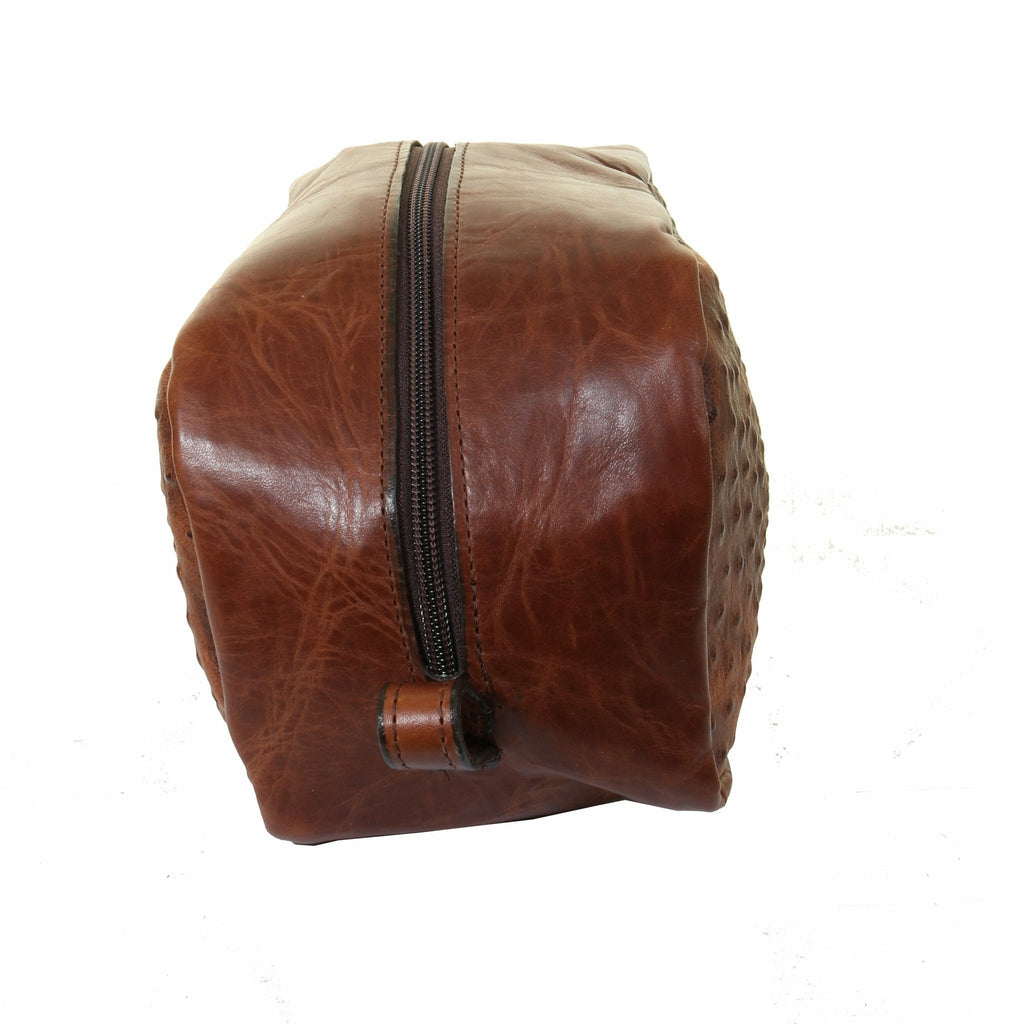 Vintage Leather Ostrich Cognac Shoulder Bag