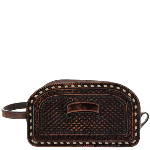 LSK59C - Brown Vintage Leather Shaving Bag - Double J Saddlery