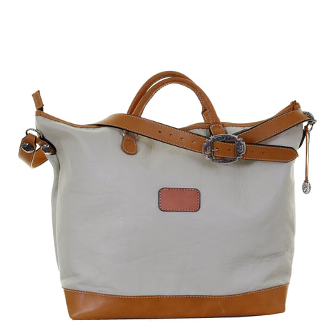 LT07 - Egg Shell Doral Leather Luggage Tote - Double J Saddlery