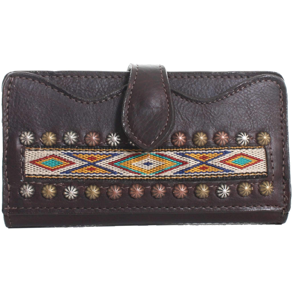 LW168A - Chocolate Pull-Up Inlayed Ladies Wallet - Double J Saddlery