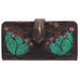 LW216 - Prickly Pear Cactus Tooled and Painted Ladies Wallet - Double J Saddlery