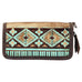 LZW02 - Navajo Turquoise and Brown Ladies Zipper Wallet - Double J Saddlery