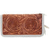 LZW18 - Natural Leather Daisy Tooled Ladies Zipper Wallet - Double J Saddlery