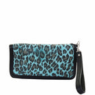 LZW19 - Cheetah Turquoise Suede Print Ladies Zipper Wallet - Double J Saddlery