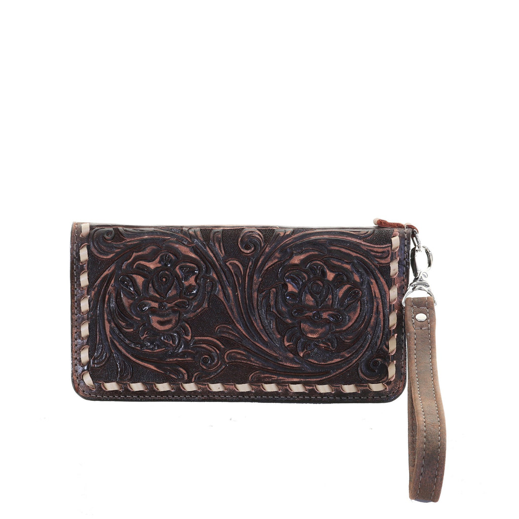 LZW36 -Tularosa Brown Vintage Ladies Zipper Wallet - Double J Saddlery
