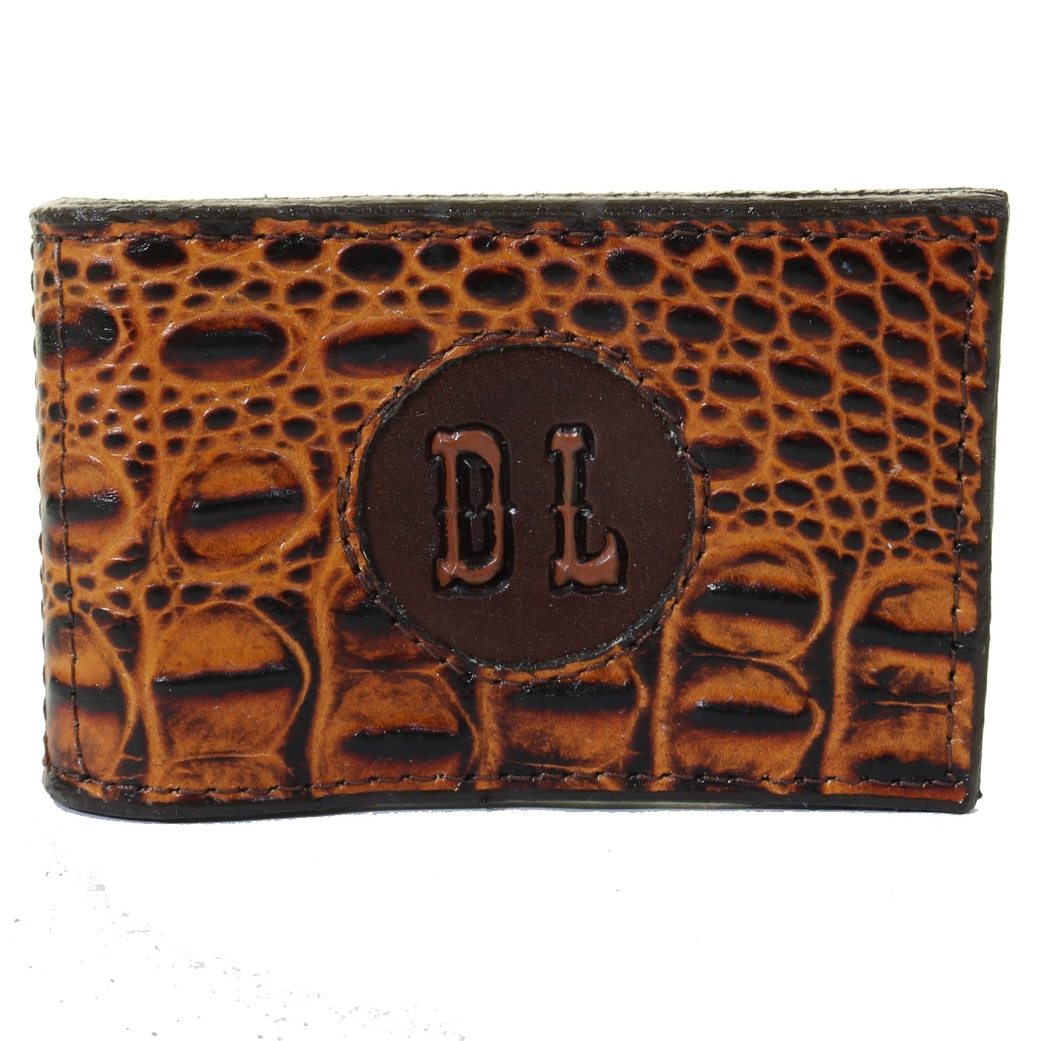 MC141C - Butternut Gator Print Money Clip w/ Initials - Double J Saddlery