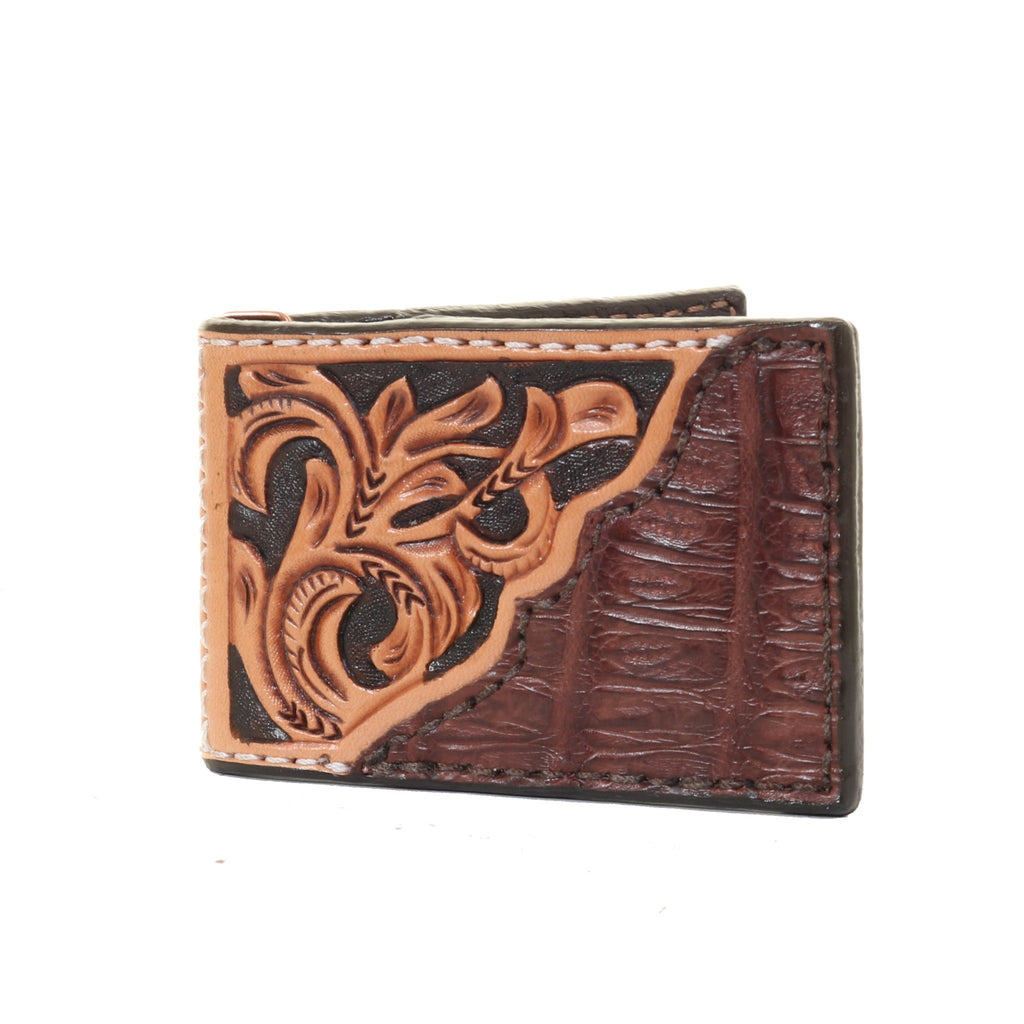 MC161- Tooled Overlay Money Clip - Double J Saddlery