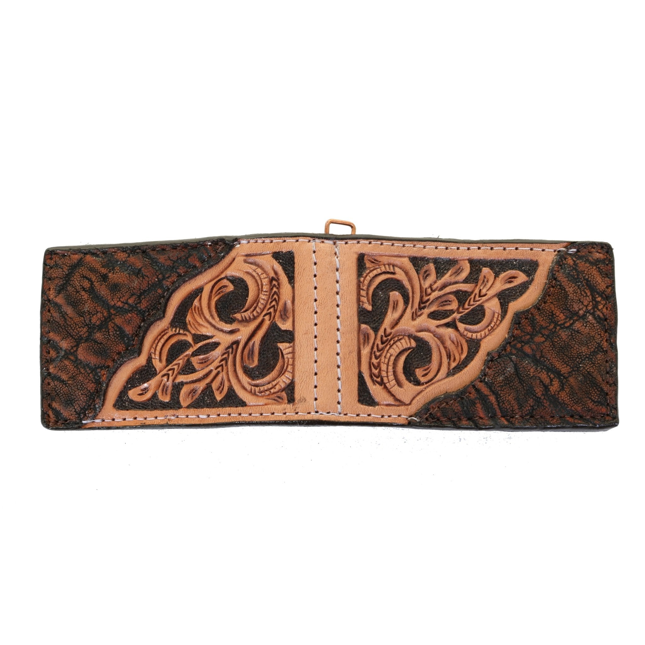 MC164- Tooled Overlay Money Clip - Double J Saddlery