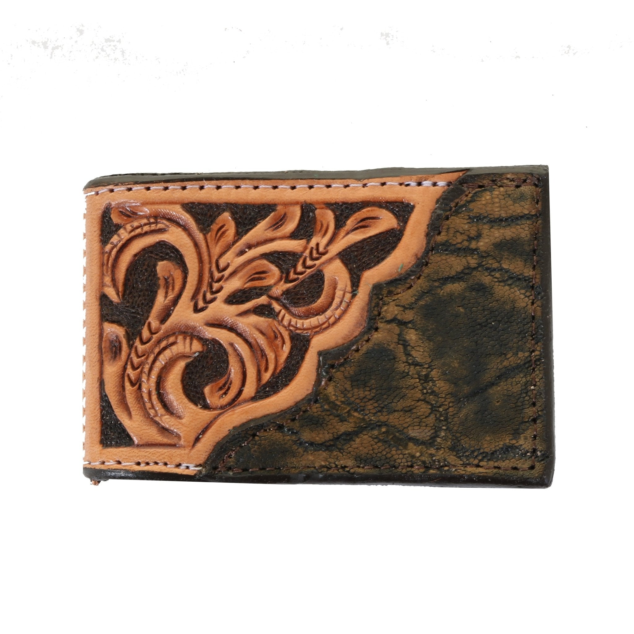 MC167- Tooled Overlay Money Clip - Double J Saddlery